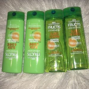 4 products,Garnier Fructis shampoo and conditioner